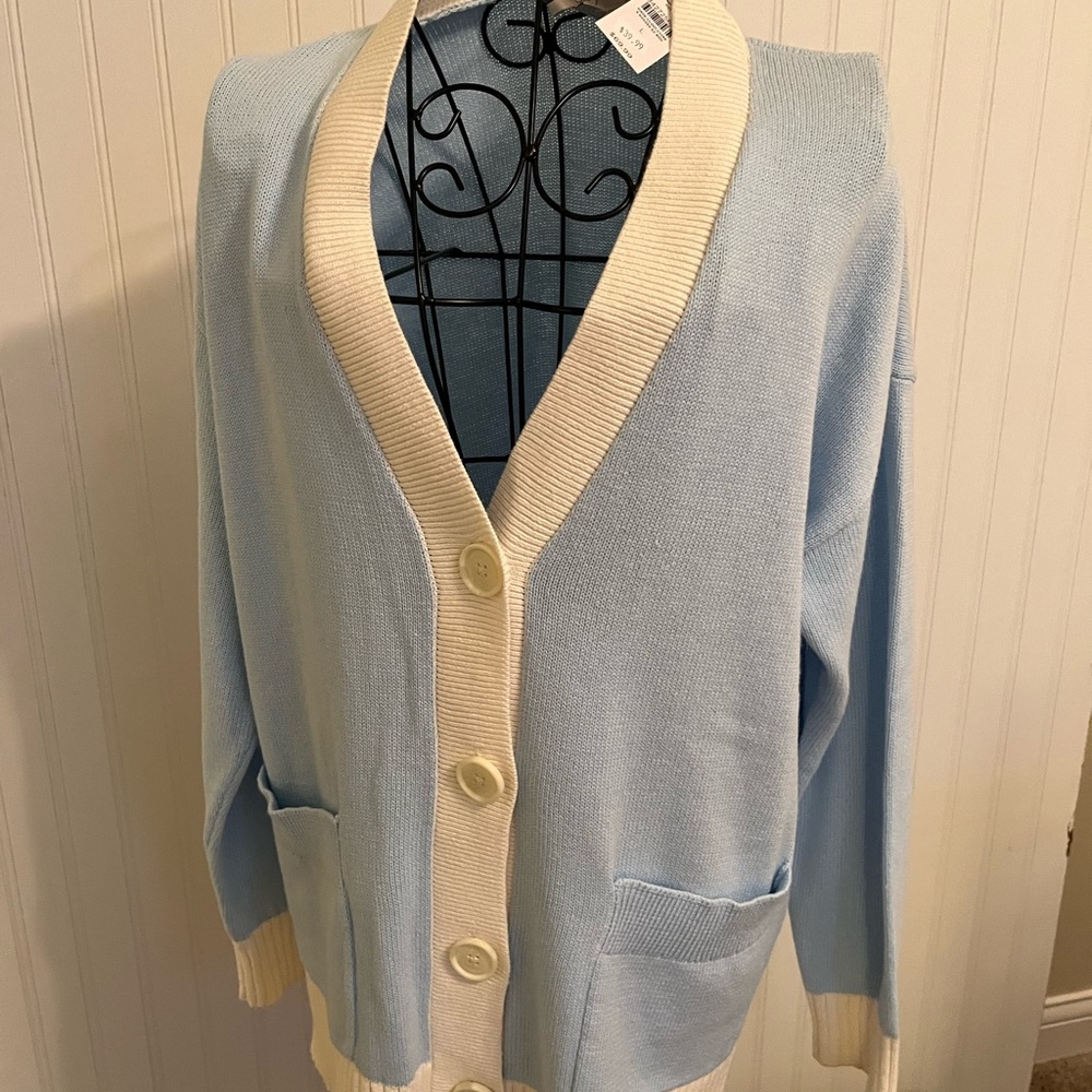 Loft Women's Light Blue Cardigan Sweater